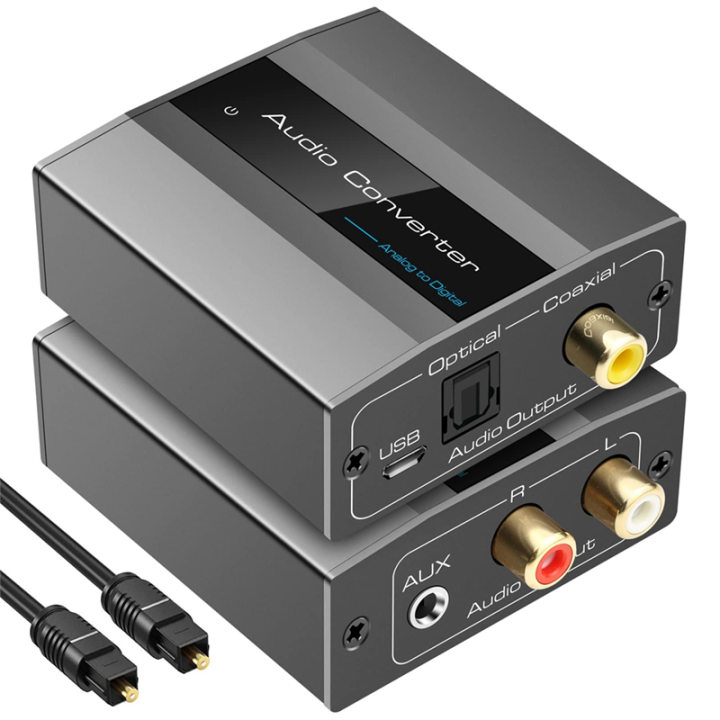 Analog to Digital Audio Converter RCA to Optical with Optical Cable
