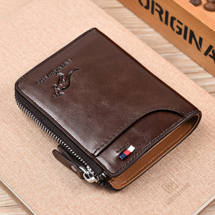 【BestGO】Aiks Kangaroo Anti-Theft Card Holder Antimagnetic Wallet Purse PU Men Money Clip 0188