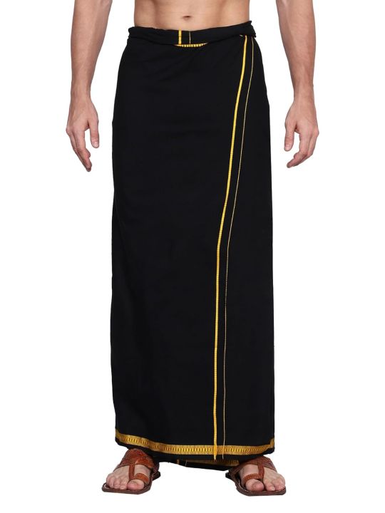 Gowri Tex Men's Cotton Colorful Lungi in Gold Zari Borders in Size 2 Mtrs Single Lungi- Pack Of 1  SAM