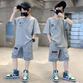 Summer Boy Sports Sets Kids Casual Costume Teenager Fashion Outfits Children T-shirts+Shorts 2Pcs Short Sleeves Top Pants Suits. 