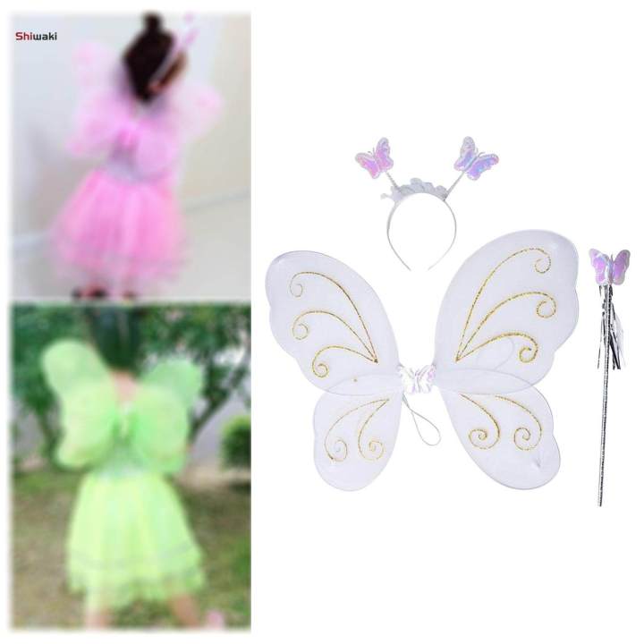 Fairy Costume Girls Kids Princess Cosplay Butterfly Wing Angel Dress up White
