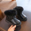 Children's Snow Boots for Boys Girls Winter New British Style Warm Chelsea Boots Short Boots Fluffy Plush Soft-soled Snow Boots. 