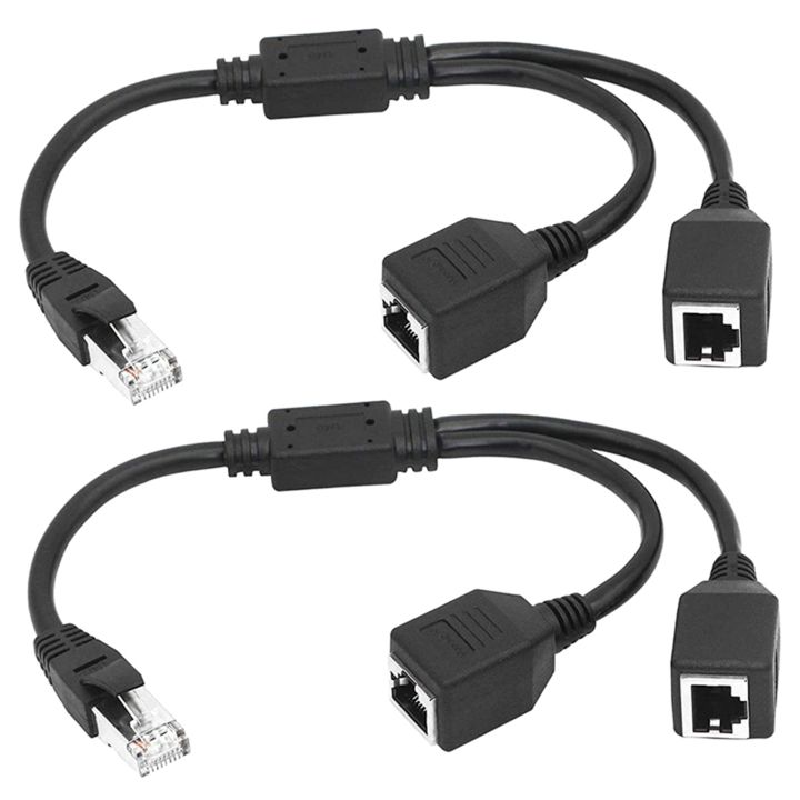 2X RJ45 1 Male to 2 Female Ethernet Splitter Cable for Super Cat5, Cat6, LAN Ethernet Network Extension Cable Adapter