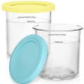 4 Piece Ice Cream Pint Container with Lid Replacement Parts PP for Ninja Creami, Compatible with NC301 NC300 NC299AMZ Ice Cream Maker. 