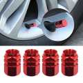 Red - 4Pcs Car Styling Tires Valve Air Tyre Caps  Bolt-in Aluminum Theftproof. 