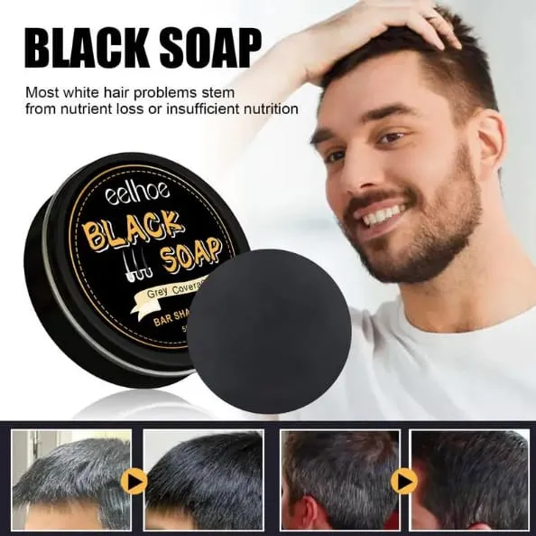 50g Black Hair Soap Hair Darkening Soap Shampoo Bar Fast Effective Repair Gray White Color Dye Hair Body Natural Org