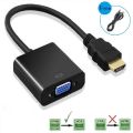 HDMI to VGA and Audio Converter Adapter Cable HDMI Male to VGA Female Adapter Audio Video Converter HDMI TO VGA Cable. 