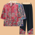 Old Women's Summer Grandma's Clothes Shirt 60 Years Old 70 Old Clothes Old Lady Shirt Middle-Aged Mom Suit. 