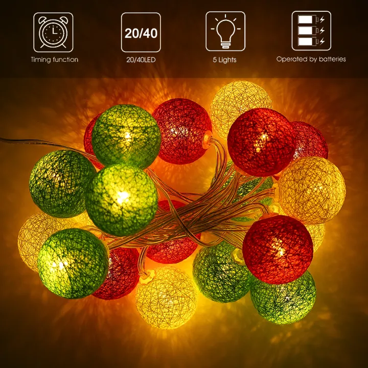 2.2M%2020Leds%20Cotton%20Ball%20String%20Lights%20Garland%20Ball%20Fairy%20Light%20String%20For%20Holiday%20Wedding%20Party%20Decoration%20Home%20Lamp%201Pcs%20-%20Image%202