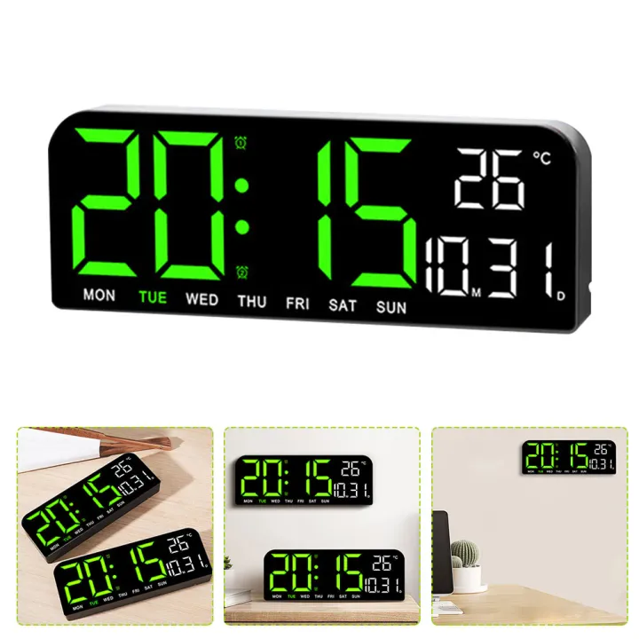 Large Digital Wall Clock Temperature and Date Week Display Night Mode ...