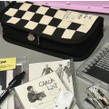 Stationery Bag Checkerboard Lattice Pencil Bag Cute Large Capacity Pencil Case Canvas Pencil Bag Office Students Kids Supplies 1Pcs. 