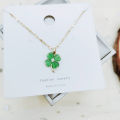 Korean Color Opal Four-Leaf Clover Titanium Steel Necklace Female Temperament Sweet Beauty Student Wild Clavicle Chain. 