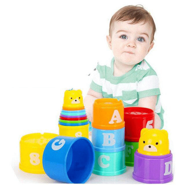 10 pcs Baby Toy Children Kid Educational Figures Letters Numbers Plastic Cup Tower