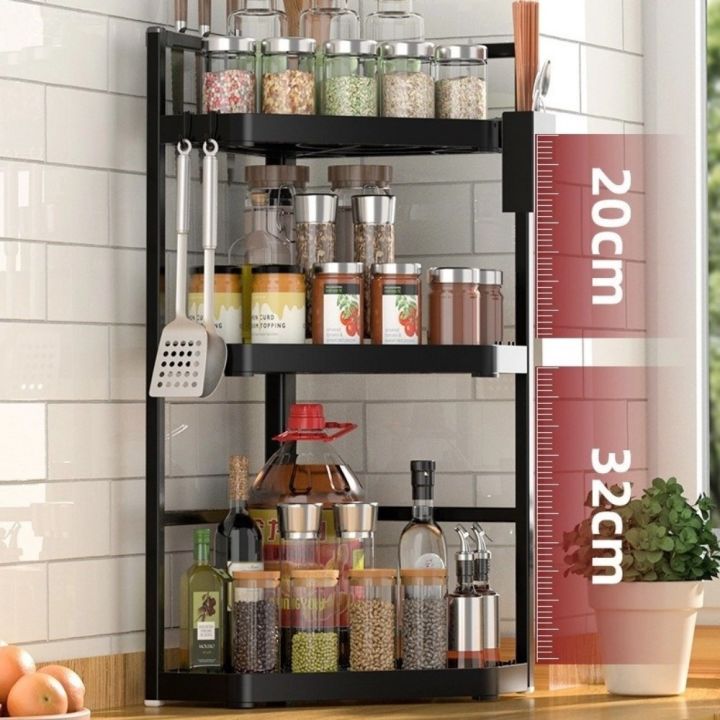 Household 2/3 Layer Condiments Rack Corner Stand Carbon Steel Seasoning ...
