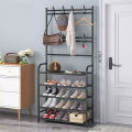 Entryway Coat Rack - Large Space, 5-Tier Shoe Storage, Hanging & Storage, 15-20 Pairs, Black. 