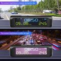 Solar Car Digital Clock With LCD Time Date In-Car Temperature Display for Outdoor Personal Car Part Decoration Car Accessories -Black. 