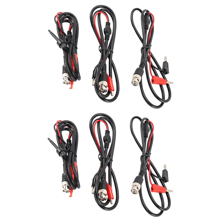 6X Oscilloscope Probes BNC to Alligator Clips BNC to Mini Hook Leads BNC to Dual Stacking Banana Cable