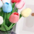 Realistic Artificial flowers Lifelike Home Outdoor Tulip bouquet Long-lasting Vase decor PU flowers for Wedding ceremonies. 
