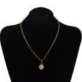 XL European And American Popular 316L Turquoise Necklace Design Retro Chain Simple Stainless Steel Clavicle Chain Necklace. 