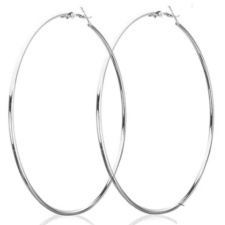 Super Big Hoop Earrings Round Women EarRings 5cm Silver Color Large Circle Creole Earring Huggies Personality Fashion Jewelry