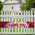 Valentine's Day Party Romantic I Love You Rose Theme Event Wedding Photo Booth Background Decoration Celebration Banner. 