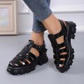 【FOOT SOFA】-2023 New Women's Sandals Thick Sole Hollow Roman Sandal Buckle Luxury Design Comfort White Beach Shoes Summer Sandals for Women. 