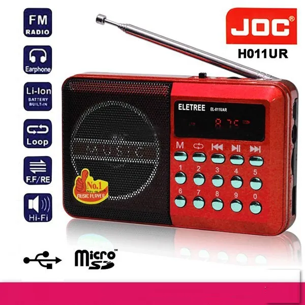 JOC 011UR Rechargeable USB / Micro SD Slot Mini FM Radio