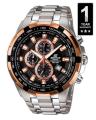 Casio Edifice Black Rose Gold Metal Analog Watch For Men. 