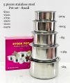 Stainless Steel Stock Pot 5 Pcs Set Food Saver, Steamer & Food Container with Lid Super Consist of 5 Pieces with Different Sizes Set 16-24cm. 