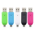【White 】 10pcs/lot 2 in 1 OTG Card Reader for Mobile Phone USB TF/SD Card Reader for Computer. 