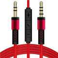 Audio Cable 3.5mm To Jack 3.5mm Speaker Line 1.2m Aux Cable Male To Male With Mic To Volume Control For Headphone. 