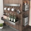 wall rack Wall Mounted Kitchen Condimenters Spice Rack Organizer Shelf Kitchen Storage Wall Shelf Organizers Hanging Hook Rack For Kitchen. 