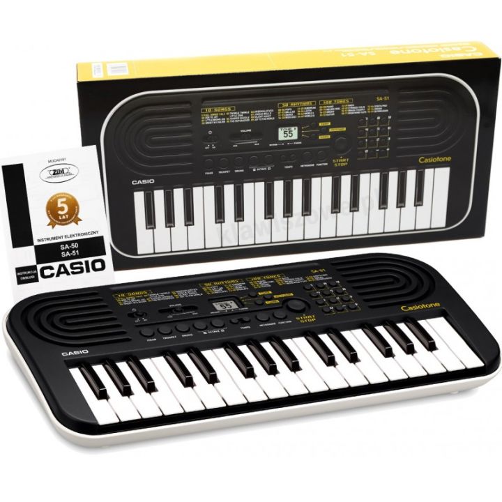 Casio SA-50/51 - Portable Keyboard  with power Adaptor  (32 mini keys) Electric Organ SA 50 SA 51 Models - Black/ White Musical instrument piano keys