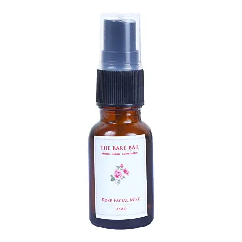 The Bare Bar Rose Facial Mist – 15ml | 100% Natural Rose Facial Water|Face Mist for Refreshing & Hydrating Skin| Balances Skin PH & Calms Red Irritated Skin| For All Skin Types - Pack of 2FROM INDIA)JEZ