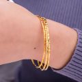 1 Pc Women's Luxury Dubai Gold Bangle 2mm Thin Bracelet For Women Fashion Caved Jewelry GIft #249829. 