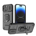 For iPhone 15 Pro Max Case with Slide Camera Cover Built in 360° Rotate Ring Stand Kickstand Full-Body Rugged Shockproof Protective Phone Cover. 