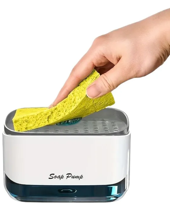 Kitchen Dish SOAP (ksd) Dispenser and Sponge Holder, 2-in-1 Dishwashing SOAP Pump Dispenser for Kitchen Sink