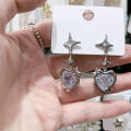 Gothic Star Sutd Earring Dark Red Heart Drop Zircon Earrings Y2K Cross Love Stone Pendant Earring Irregular Crystal Aesthetic Egirl Accessories. 