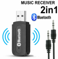Car Wireless Bluetooth AUX Audio Music Receiver Adapter with in-built Microphone USB Dongle For Home Speaker 192312437 NN Collection. 