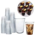 50pcs 330ml Disposable Clear Plastic Transparent Drinking Cups With Lid For Soft Drink, Juices To Use in Kitchen, All Functions, And For Restaurants Etc.. 