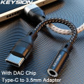 KEYSION USB Type C to 3.5mm DAC Chip Headphone Adapter USB C to3.5 Aux Cable for PC for iPhone 15 Pro Max Macbook Samsung Xiaomi. 
