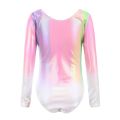 Gymnastics Leotards for Girls Gradient Color Dance Long Sleeve Athletic Ballet Dancewear Bodysuits Kids 5-14 Years. 