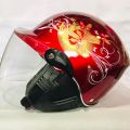 New Look Top Selling Red Shine Sticker Half Helmet. 