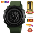 Skmei 1434 Mens Casual Sports Digital Army Green Watch with Stopwatch Alarm Countdown Date Water resistance and Warranty. 