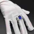 【IKE】Fashion Men Ring Jewelry Rectangle Sapphire Gemstone Finger Ring for Wedding Engagement  Accessories. 