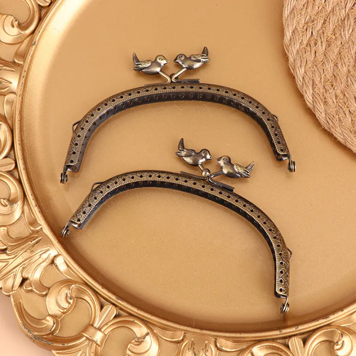 1Pc 12.5cm Bird Head Embossed Antique Bronze Metal Purse Frame Bag Kiss Clasp MKL