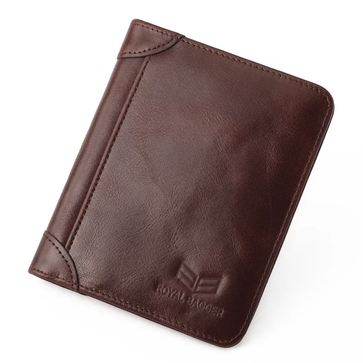 【Cathery Baby Store】Royal Bagger Cow Fashion Short Wallet Purse For Men Boys Business Clip Bag Casual High Capacity Multifunction Holder Bags Position Wallets
