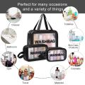 Washbag Transparent Toiletry and Makeup Bag – Portable Travel Organizer for Men and Women | Practical Storage Pouch PVC Waterproof Stain Resistant Makeup Cosmetic Bag – (1set/3Pcs). 