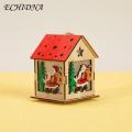 Christmas Tree Ornaments Miniature Led Wooden Christmas House Ornament Battery Powered Xmas Tree Decoration for Southeast Asian Buyers Diy Christmas Decorations. 