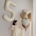 32/40Inch Cream Color Number Balloons 1-9 Large Digital Foil Helium Ball Girl Kids Adult Happy Birthday Party Decoration Wedding. 